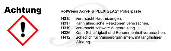 Acryl- und Plexiglas Polierpaste, RotWeiss CLP/GHS Verordnung