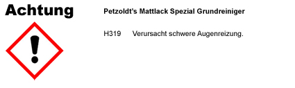 Mattlack Spezial Grundreiniger CLP/GHS Verordnung